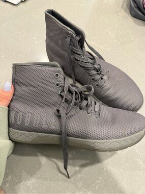 NOBULL High-Top Lace-Up Knit Trainers — Charcoal Gray